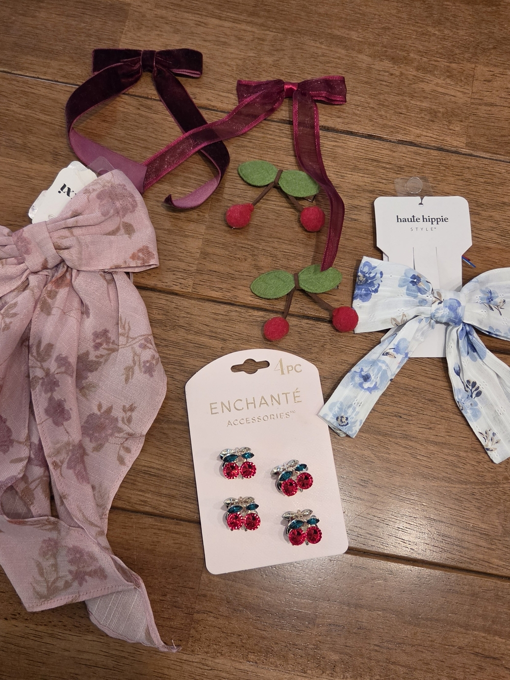 Floral/cherry Hair Clips And Bows Bundle. NWT